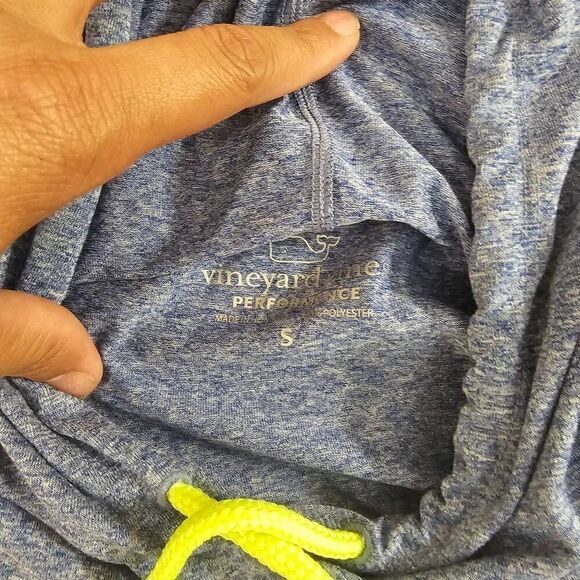 Vineyard Vines Mens Blue Neon Green Logo Long Sleeve Hood Shirt S - Picture 6 of 7